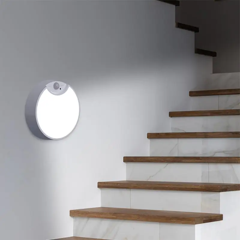 

Motion Sensor Human Body Induction Bulb Creative Led Night Lamp Pir Induction Nightlight Corridor Stairs Garage Bathroom Round