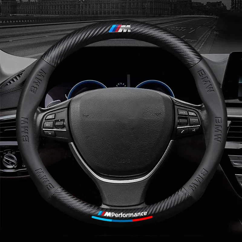سيارة ألياف الكربون غطاء عجلة القيادة 38 سنتيمتر لسيارات BMW M E39 E46 X3 X5 Z3 Z4 1/3/5/7 سلسلة السيارات الداخلية اكسسوارات السيارات التصميم