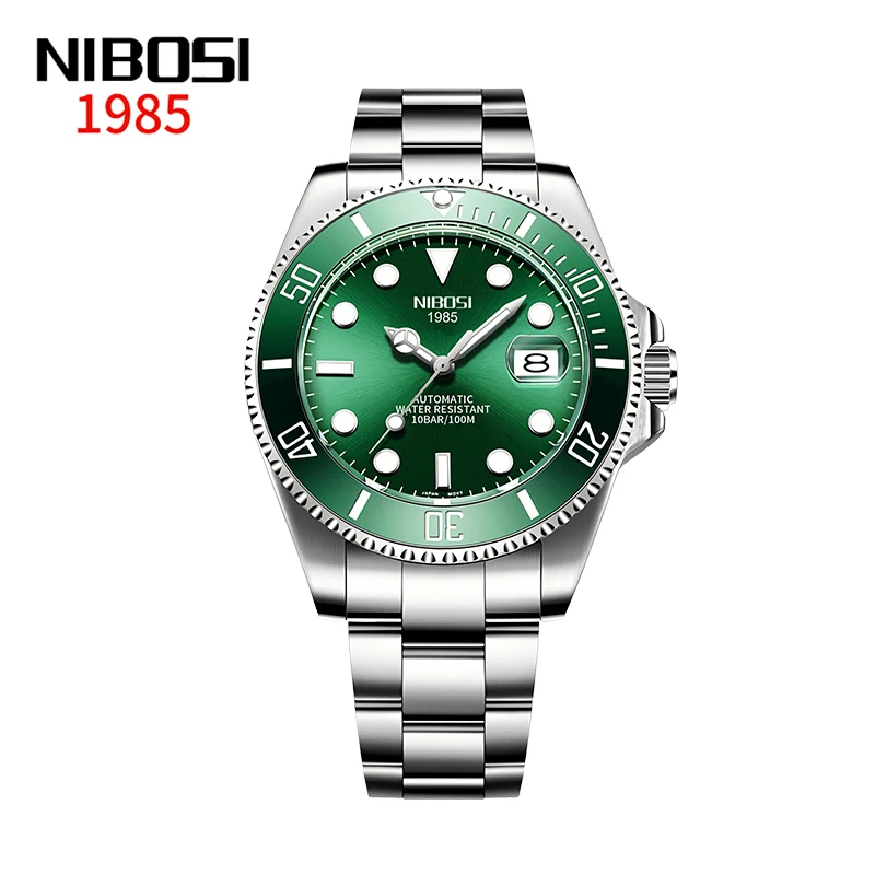 NIBOSI New Fashion Luxury Mens Calendar Display Luminous Waterproof Stainless Stee Watche Quartz Wristwatch Relogio Masculino