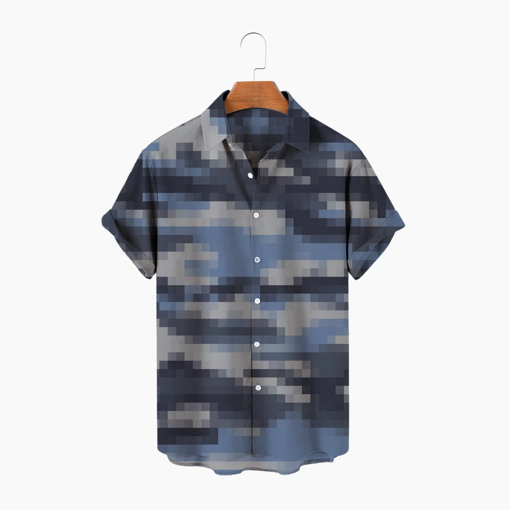 

Размера плюс S-5XL камуфляжная гавайская рубашка, Мужская модная камуфляжная пляжная рубашка с коротким рукавом, Повседневная гавайская руба...