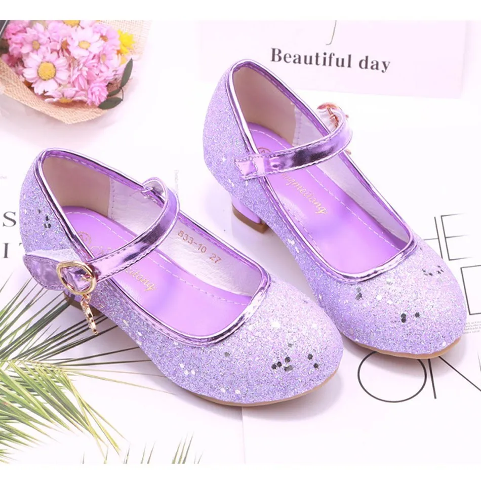 Туфли на резиновой подошве для девочек ботинки с блестками обувь вечеринки