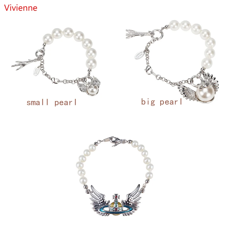 

Роскошный элегантный браслет viприен westwoo VVA little saturn серии с жемчужными крыльями персонализированные стильные аксессуары в стиле панк для де...