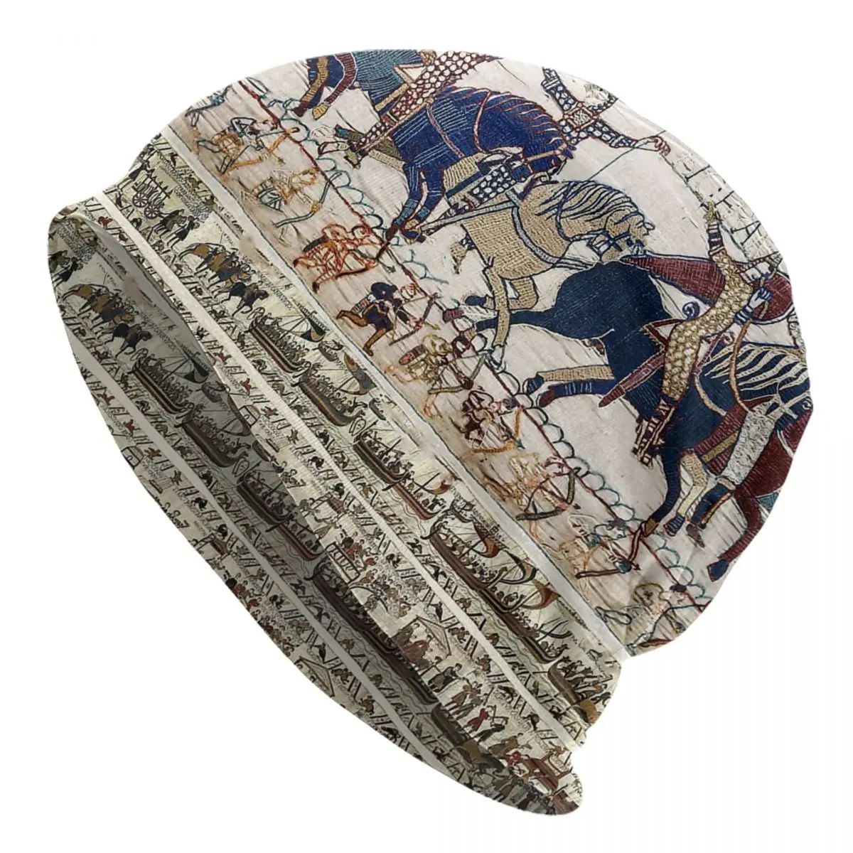 

Bonnet Hats Viking Men Women's Thin Hat THE BAYEUX TAPESTRY ,BATTLE OF HASTINGS ,NORMAN KNIGHTS HORSEBACK Cap Design Skullies