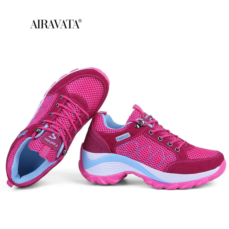 Womens Walking Sneakers Breathable Gym Jogging Tennis Shoes Fashion Sport Lace Up Platform Tenes Feminino