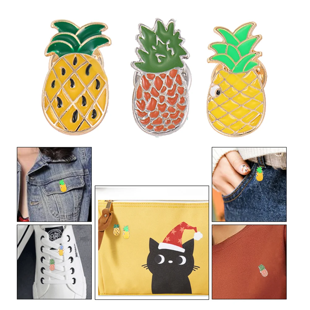 

5pcs Lovely Originality Fashion Fruits Brooch Summer Style Small Fresh Oil Dripping Pineapple Brooch Random Style