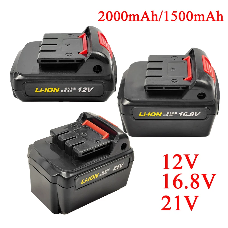 

2000mAh 21V 16.8V 12V Rechargeable Lithium Battery For Cordless Electric Screwdriver Electric Drill Power Tools Battery