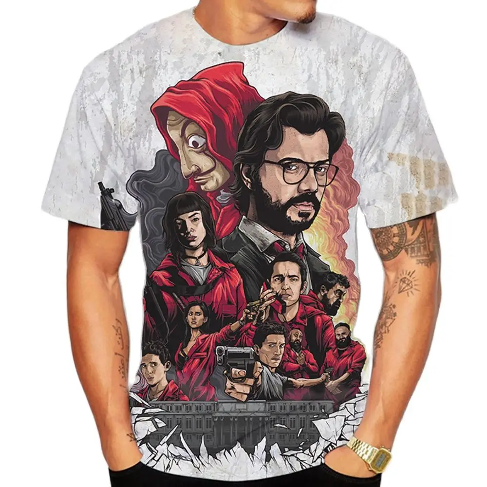 

La Casa De Papel Men Women 3D Printed T-shirts Money Heist Tee TV Series Men Short Sleeve House of Paper Oversized T Shirt Tops