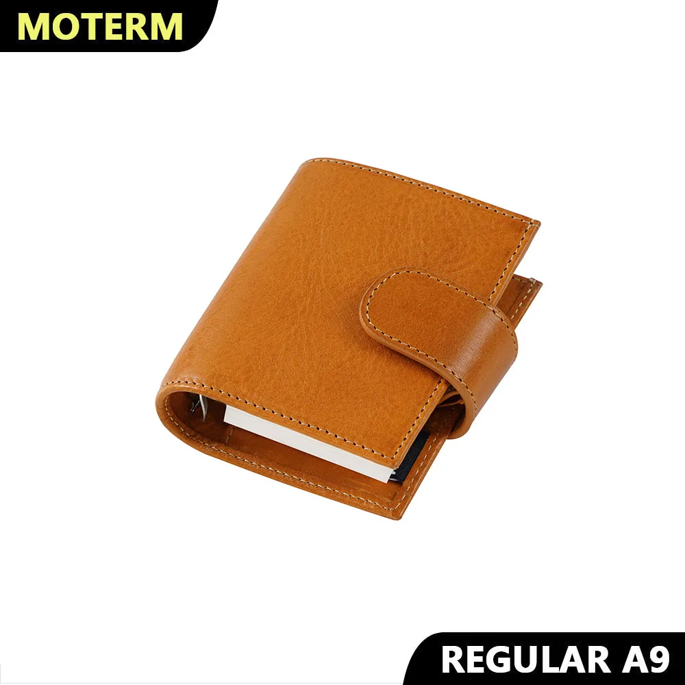 Buy Moterm Full Grain Veg Tan Leather Regular A9 Size Rings Planner 3-hole Mini Ring Notebook with 19MM Organizer Journey Diary on