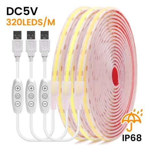 KISUFU Светодиодная лента COB 320 светодиодов 5V