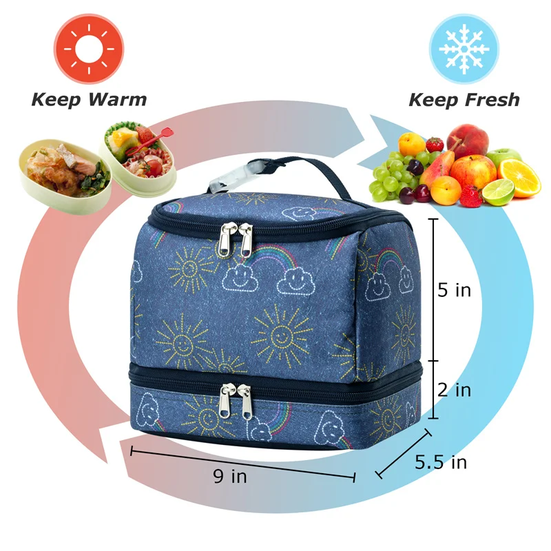 iFARADAY Portable Lunch Bag Insulation Thermal Food Bag Ice Bag Picnic Bag Kids Lunch Box Bag Tote for School Work for Girl Boy