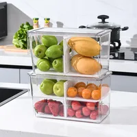 Refrigerator Organizer Food Storage Container Kitchen Storage Box with Lid Handle Fridge Fresh Fruit Vegetable Container Tank