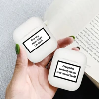 funny letters luxury the earphone box case for airpods 1 2 3 pro white soft silicone bluetooth earphone wireless box cover