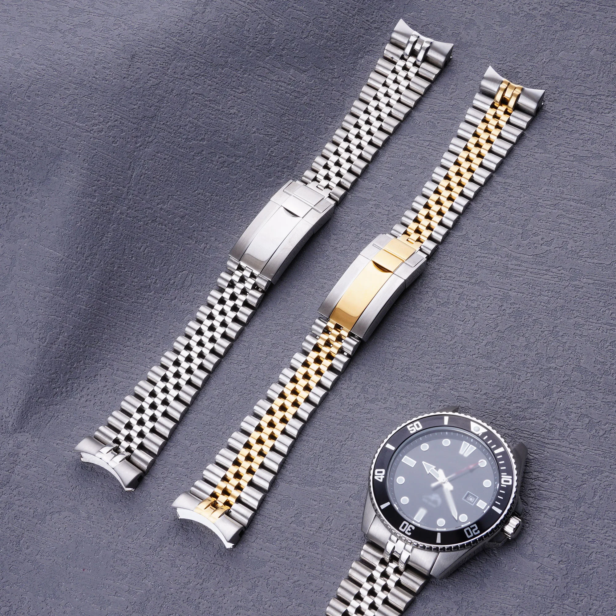 22 мм серебряные 316L стальные твердые изогнутые концевые винтовые звенья с устричной застежкой юбилейный браслет ремешок для часов