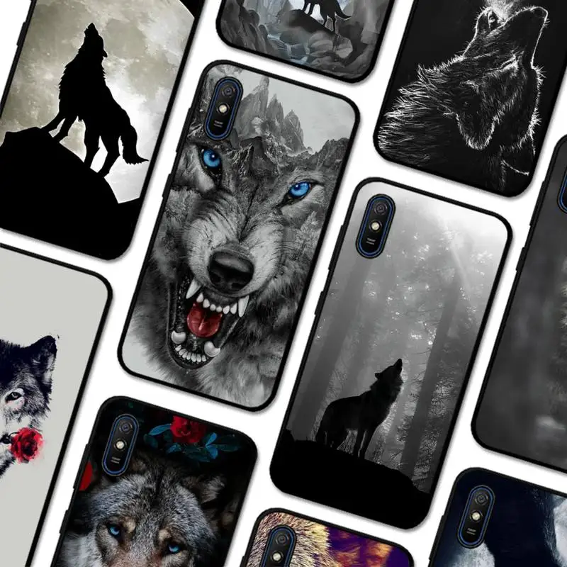 

Black Wolf Print Phone Case for Redmi 5 6 7 8 9 A 5plus K20 4X S2 GO 6 K30 pro