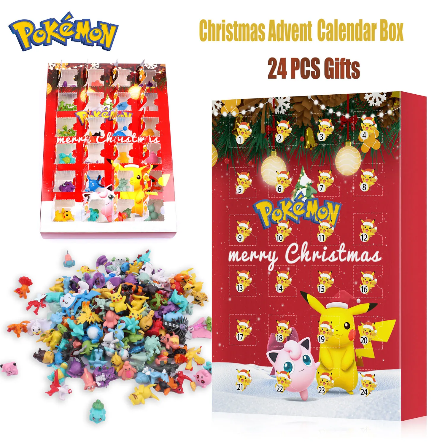 

Anime Pokemon Christmas Advent Calendar Box 24 PCS Action Figure Model Toy Kawaii Pikachu Anime Figuras Kids Toys Xmas Gifts Box