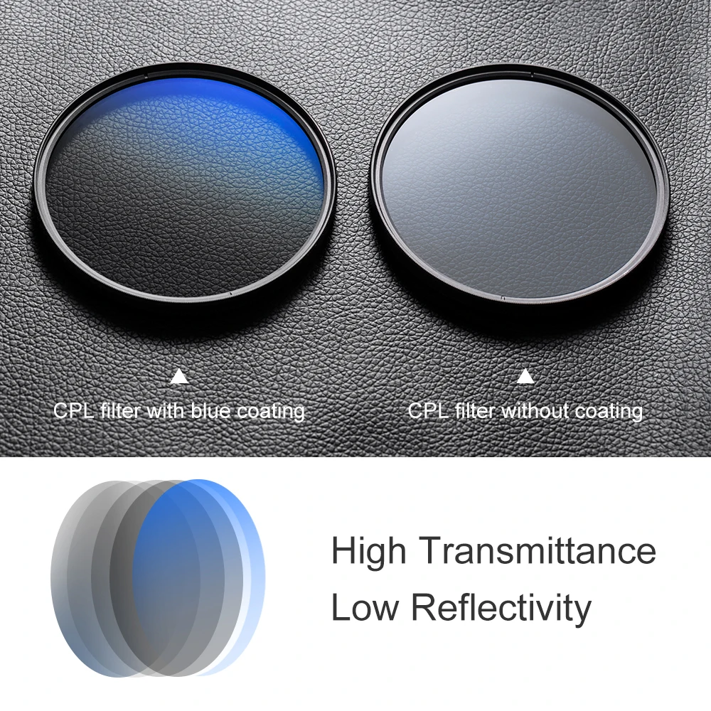 K&ampF Concept 49mm 52mm 67mm 77mm Circular Polarizer Glass Filter Ultra-Slim 18 Multi Layer Coatings CPL Filters for Camera Lens |