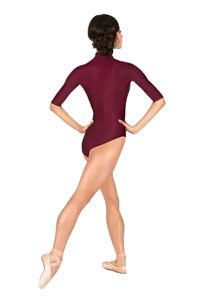 Черные балетные костюмы для взрослых 1/2 с длинным рукавом трико женщин