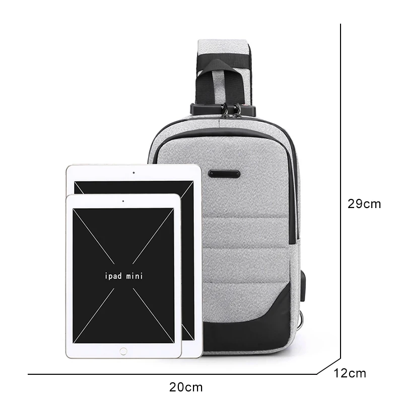 Multi-function Crossbody Bags For Men USB Charging Messenger Chest Bag Anti-theft Combination Lock Rucksack Male Business Casual