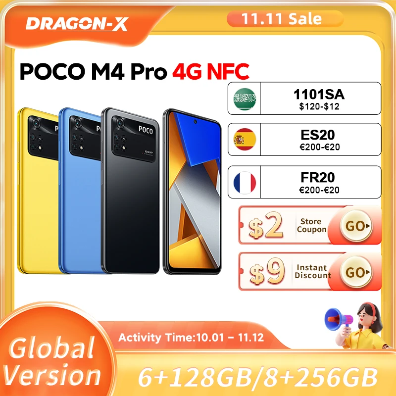 

Global Version POCO M4 Pro 4G Smartphone 6GB 128GB/ 8GB 256GB NFC Helio G96 Octa Core 90Hz 33W Pro 64MP Camera