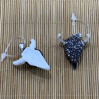 1pcs natural stone pendant bull head shaped resin rod rhinestones pendant craft animal diy necklace jewelry making accessories