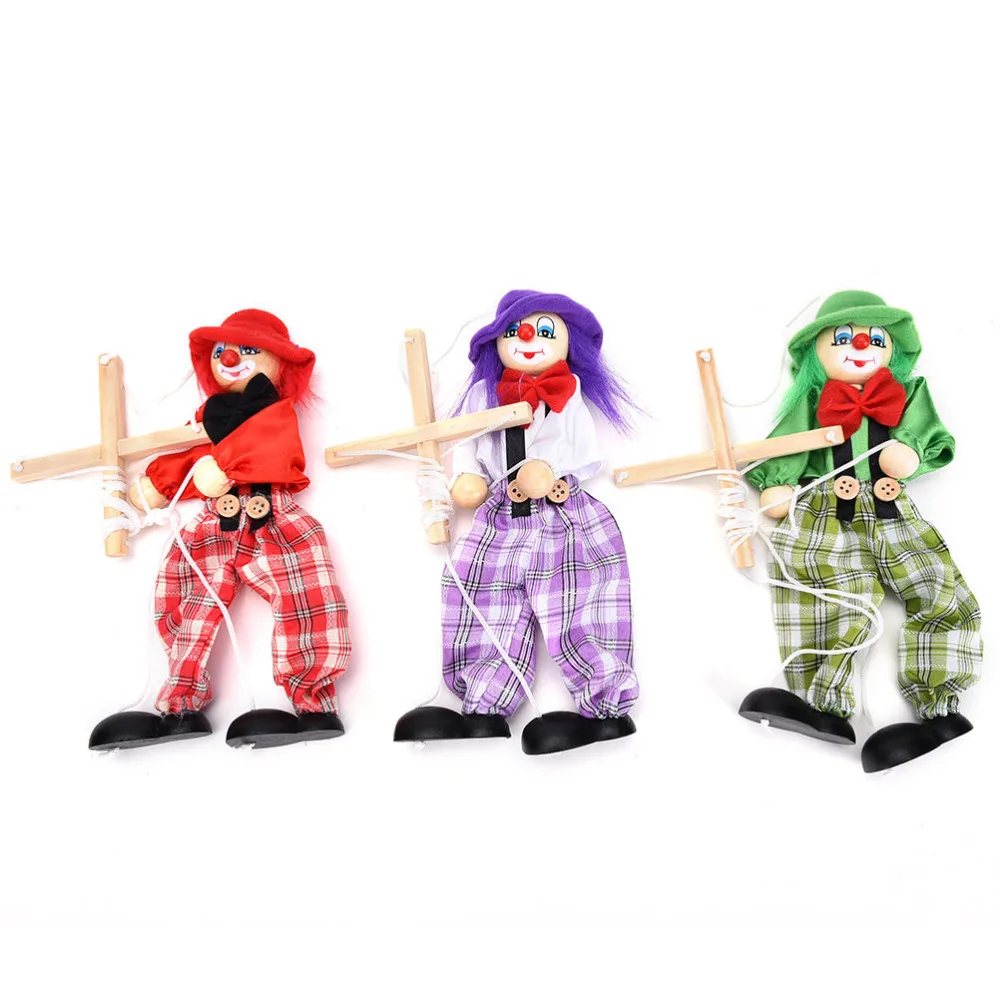 

Деревянная марионетка-кукла клоуна, винтажная цветная Веселая ручная работа, искусственная кукла, оптовая продажа