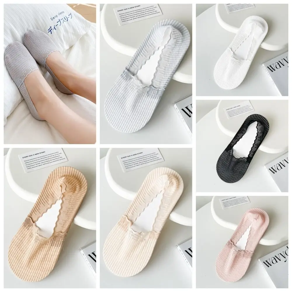 

Lace Boat Socks Women Funny Low Cut Silicone Invisible Socks Anti-slip No Show Cotton Slipper Socks Breathable