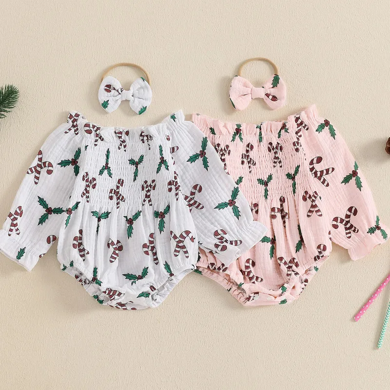 Рождественское боди для маленьких девочек от 0 до 18 месяцев комбинезон с рисунком