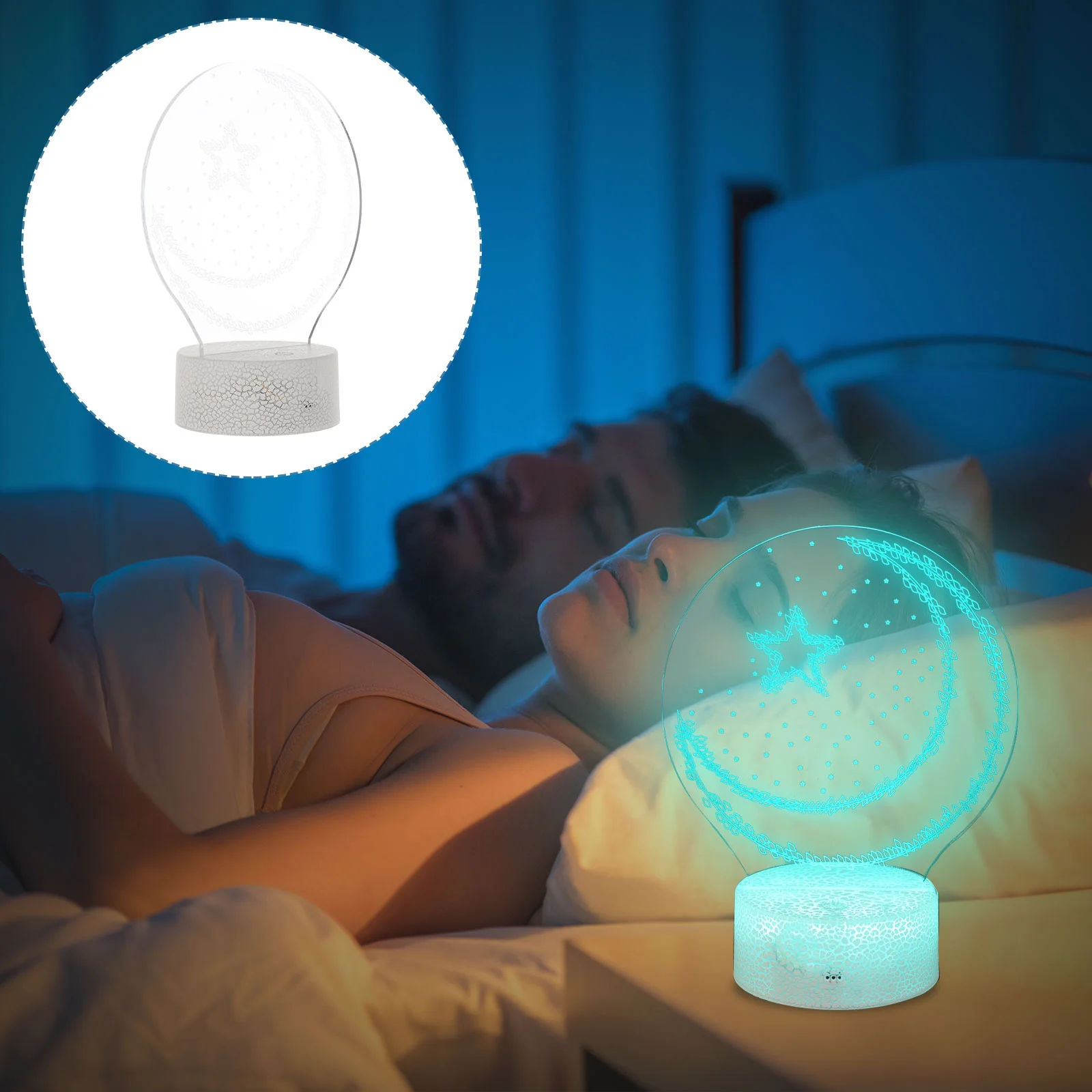 

1 set of 3D Decorative Bedside Lamp Romantic Lamp Festival Night Lamp Gift