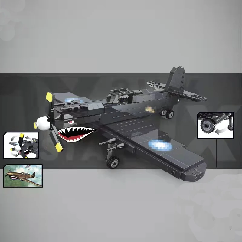 Конструктор времен Второй мировой войны P40 модель самолета игрушечный самолет