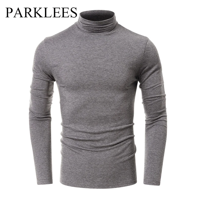 

Parklees Mens Turtleneck Thermal T Shirts Autumn Winter Long Sleeve Slim Fit Basic Tops Solid Casual Lightweight Undershirt Male