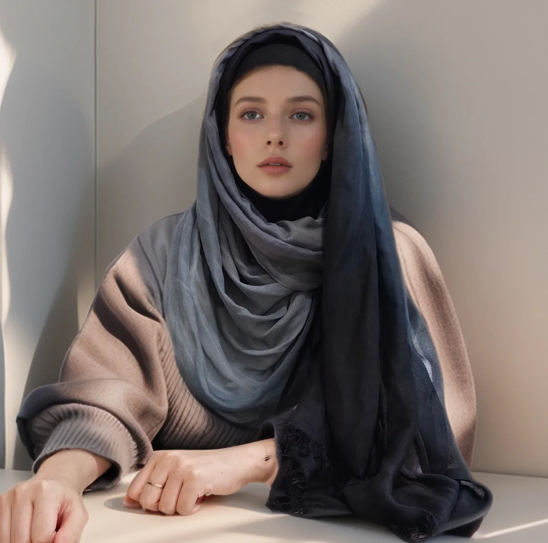 Шарф с принтом омбре хлопковый вискозный мягкий хиджаб новый дизайн