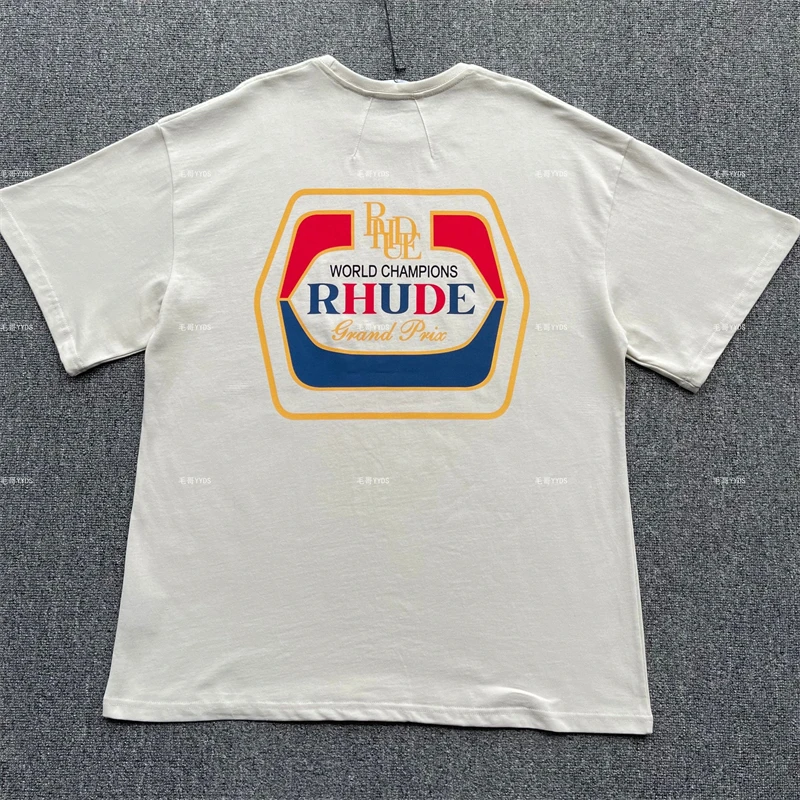 

23SS Rhude Vintage Wheat Ear Logo Print T-shirt Men Women Oversized Top Tee T Shirt Wholesale Clothes Hip Hop