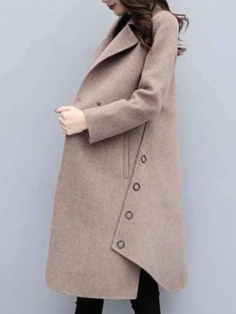 

Casual Personality Loose Medium Long Irregular Woolen Coat Autumn And Winter 2022 New Korean Fashion Women'S Clothing