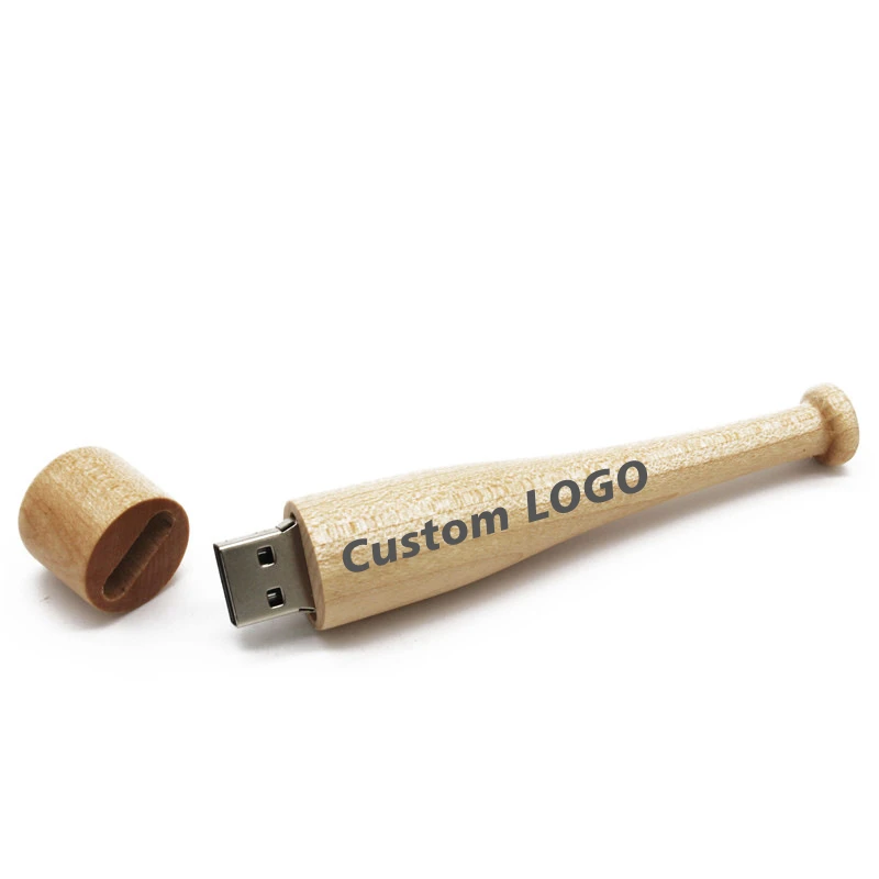 

2023 New Free Custom Laser Engraving LOGO Wooden Baseball bat Model USB2.0 Flash Drive 4GB 8GB 16GB 32GB 64GB 128GB