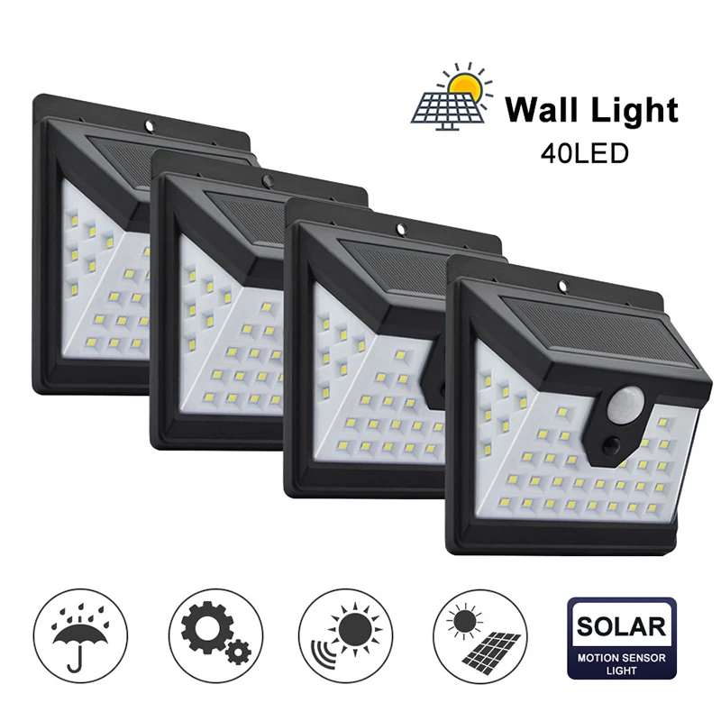 40 LED Solar Light Outdoor Waterproof Wall Lamp 3 Modes Human Body Sensor Lamp Energy Saving Garden Yard Lights Outdoor Lighting