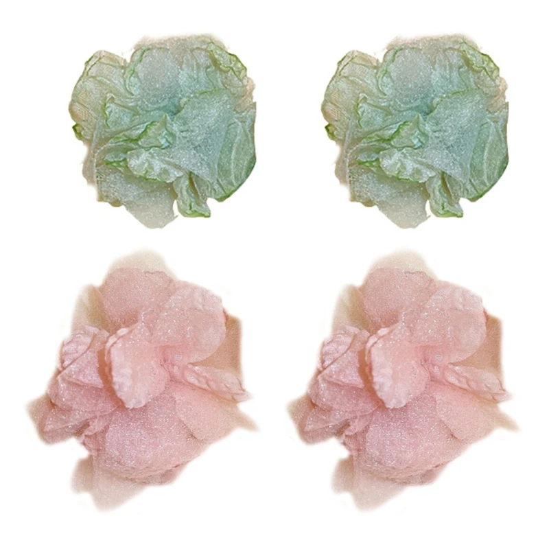 

Boho Large Petal Earrings Mesh Fabric Flower Earring Giftrs for Women and Girls Dropship