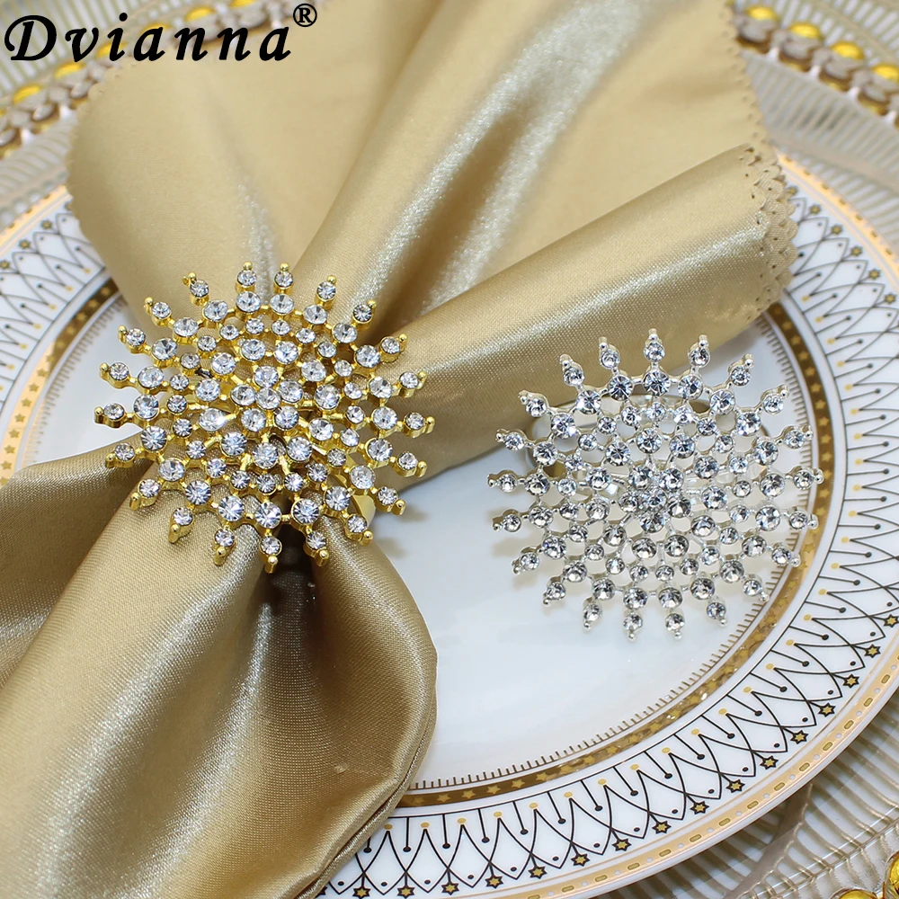 

Dvianna 6Pcs Rhinestone Napkin Rings Crystal Round Napkin Ring Holders for Wedding Dinner Parties Home Table Decoration HWD21