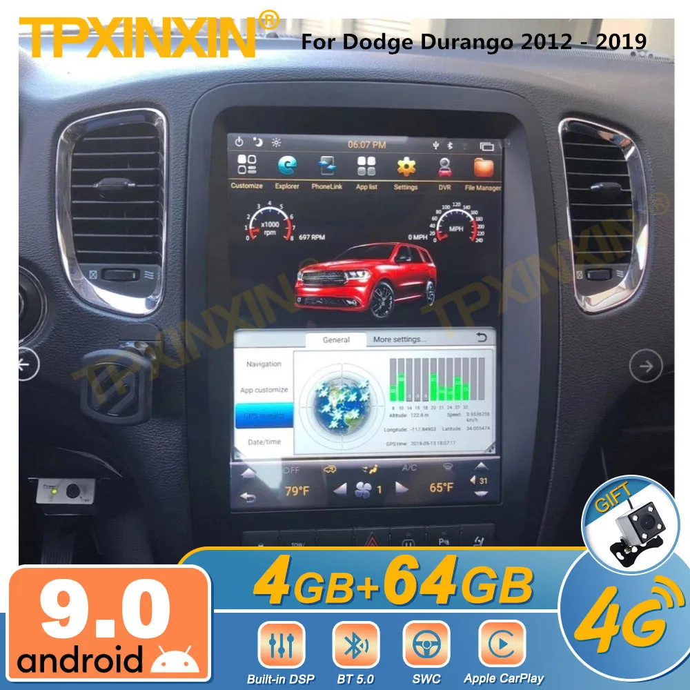

For Dodge Durango 2012 - 2019 Android Car Radio Tesla Screen 2Din Stereo Receiver Autoradio Multimedia Player GPS Navi