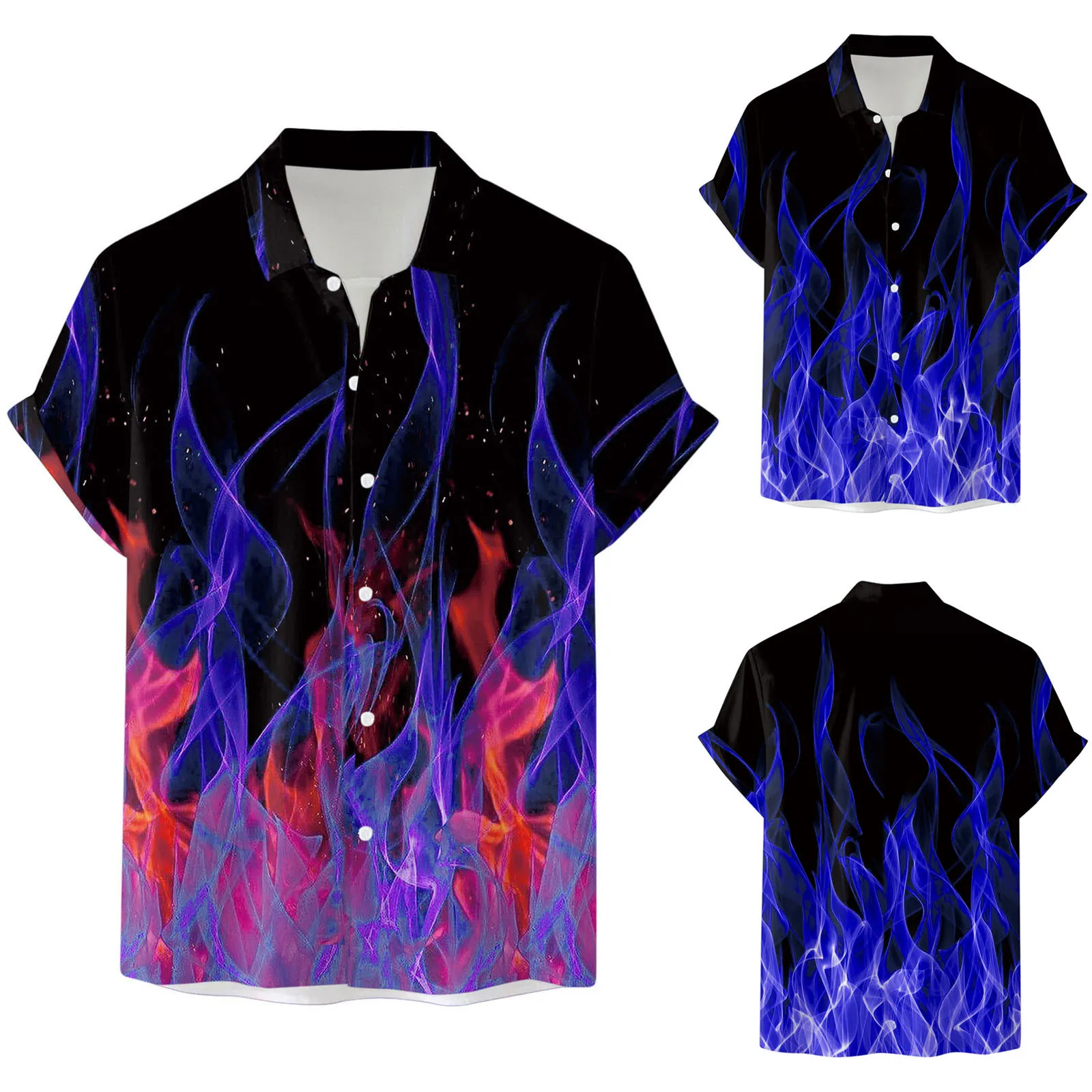 

Men Short Sleeve Spring Summer Casual Printed Shirts Fashion Top Blouse Shirts Mens Button Bodysuit