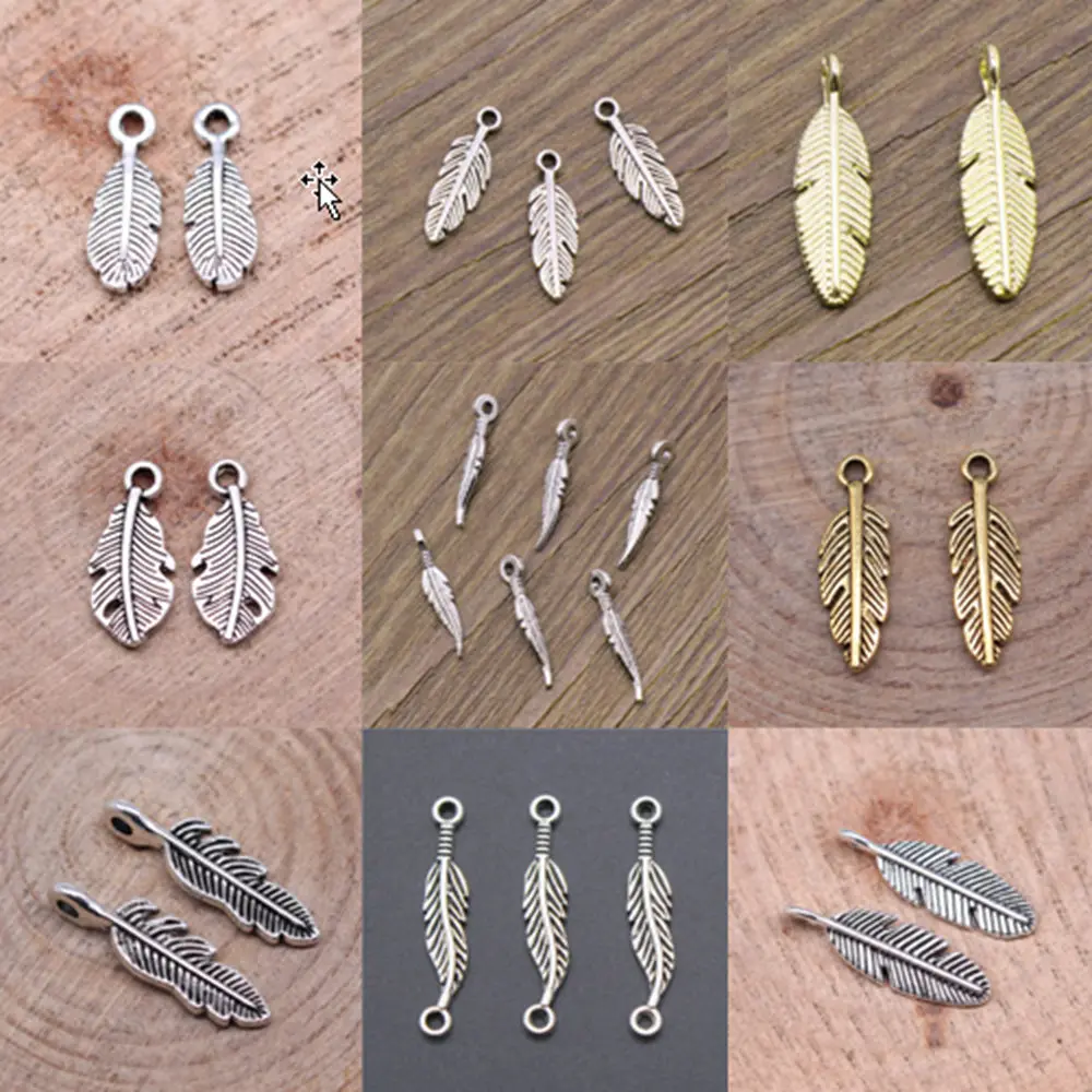 

Small leaf feather charms for jewelry making handmade Supplies for jewelry Pendant DIY