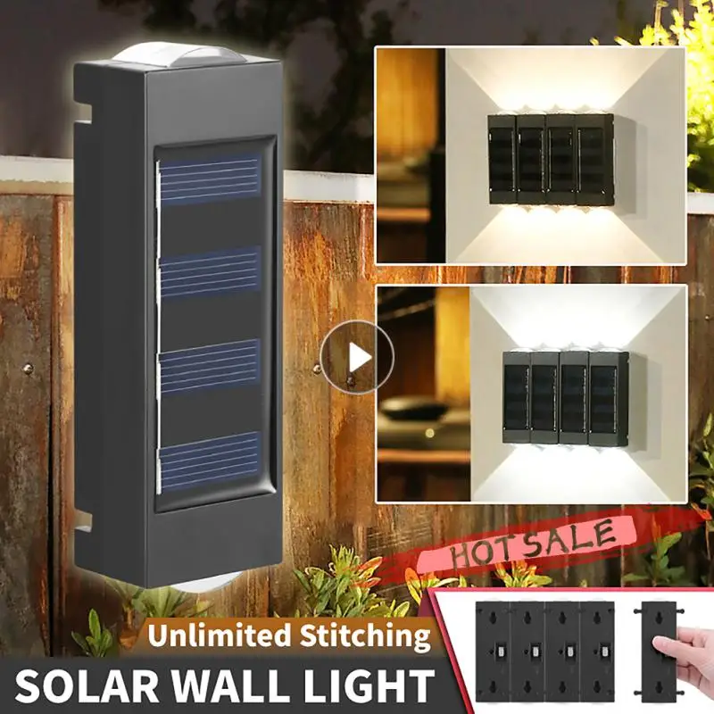 

1Pcs Combined Solar Wall Outdoor Light Unlimited Stitching Solar Lights Glowing Wall Lamp Garden Decor Wall Fence Stair Light