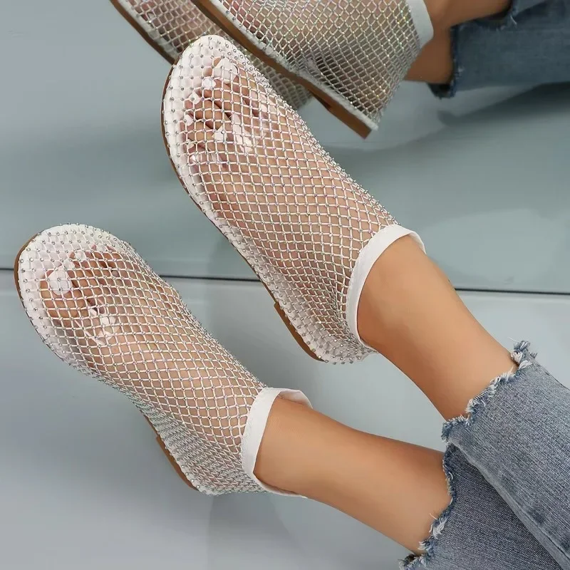 Женские модные туфли на плоской подошве летняя новая искусственная сетчатая