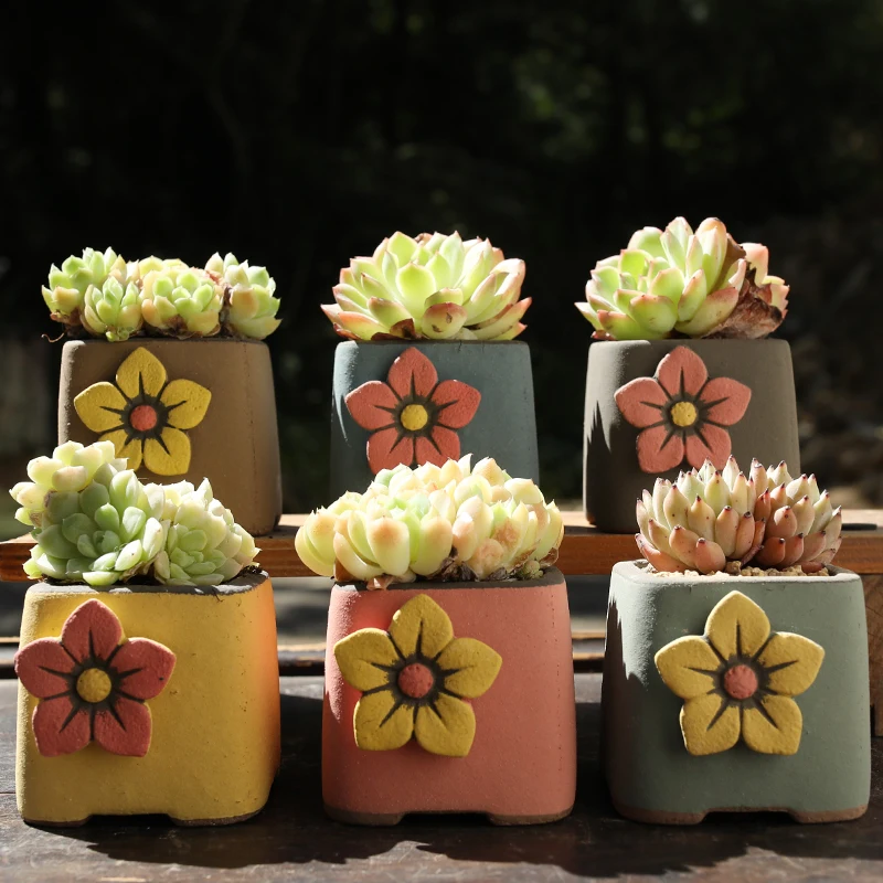 

Chinese Style Mini Flower Pot Succulents Plant Pots Small Potted Plants Vase Clay Breathable Garden Vases Decor Outdoor Ваза