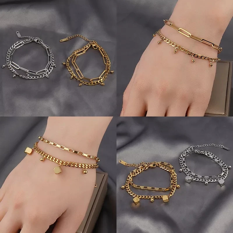 Женский браслет-цепочка из нержавеющей стали в стиле панк