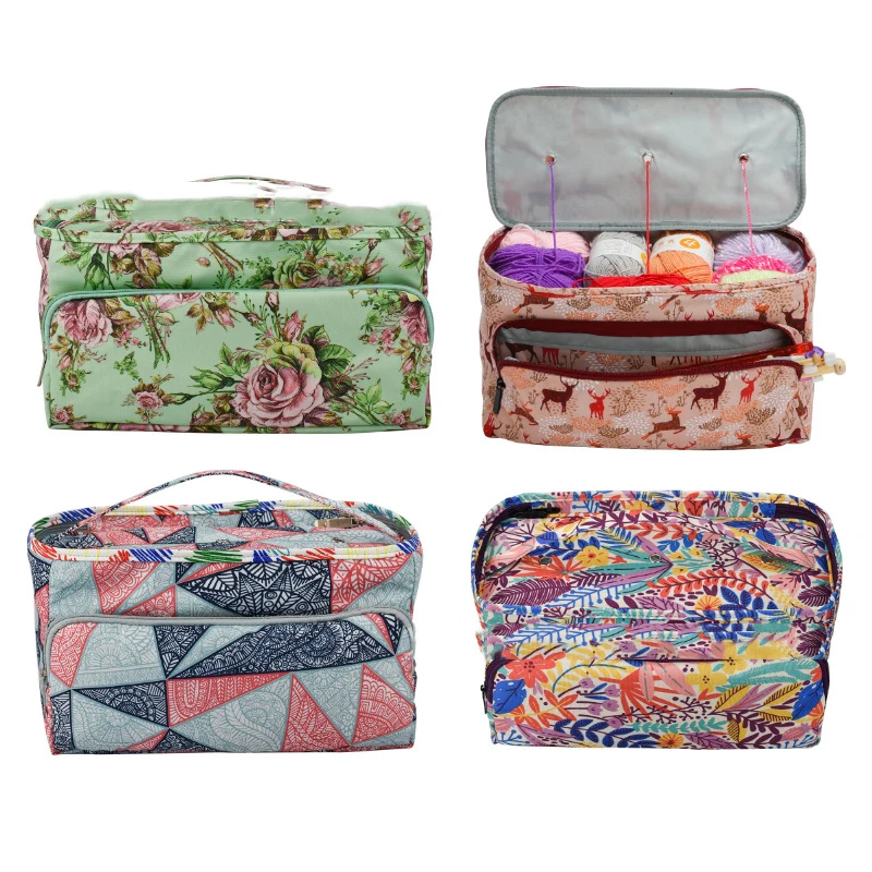 Стеганый квадратный ящик для хранения пряжи в этническом стиле и аксессуары