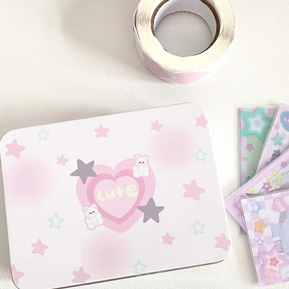 

Cartoon Kpop Photocards Desktop Storage Star Storage Box Small Card Stickers Tapes Storage Box Stationery Office Supplies