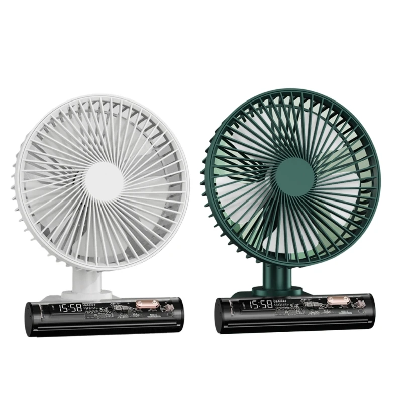 

Настольный вентилятор, маленький настольный вентилятор с 4 режимами работы, бесшумные часы с воздушным потоком, 3600 мАч