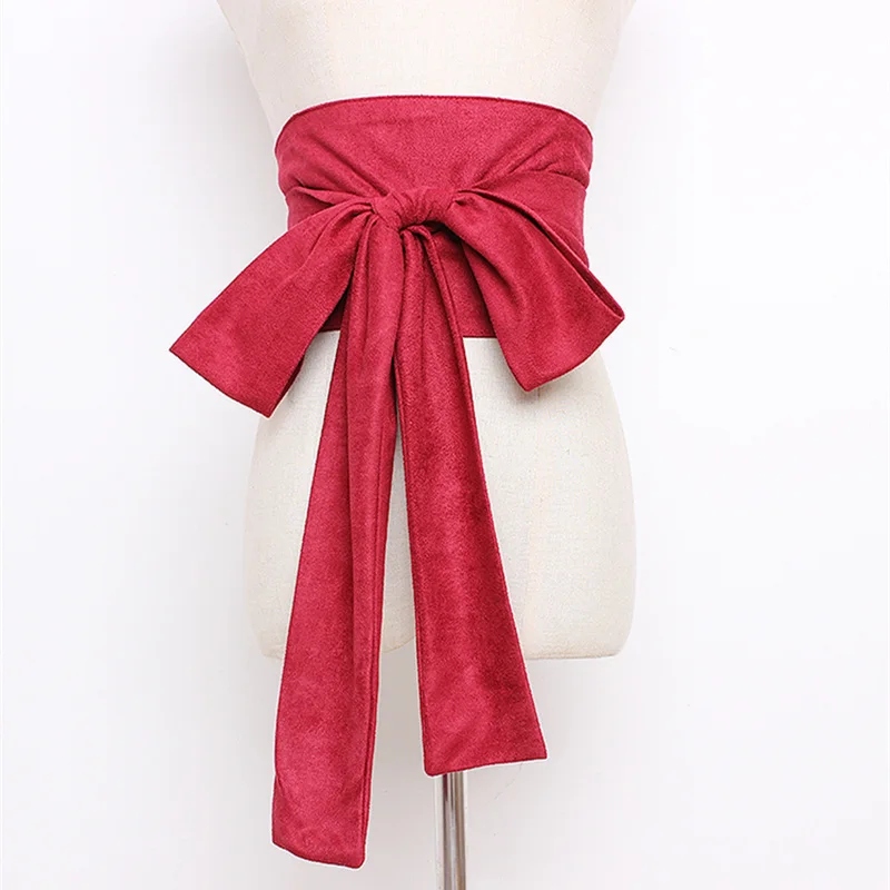 

Women's All Match Wide Belt Solid Color Suede Corset Waistband Fashion Bow Knot Girdle Dress/Sweater Decorative Waist Belt