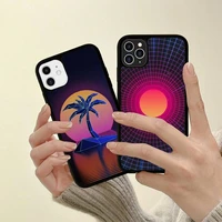 synthwave retro 80s neon colorful phone case silicone pctpu case for iphone 11 12 13 pro max 8 7 6 plus x se xr hard fundas