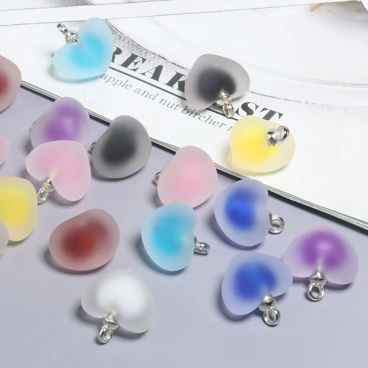 

10Pcs Matte Frosted Transparent Love Resin Charms For Jewelry Making Craft DIY Heart Pendants Earrings Necklace Accessories